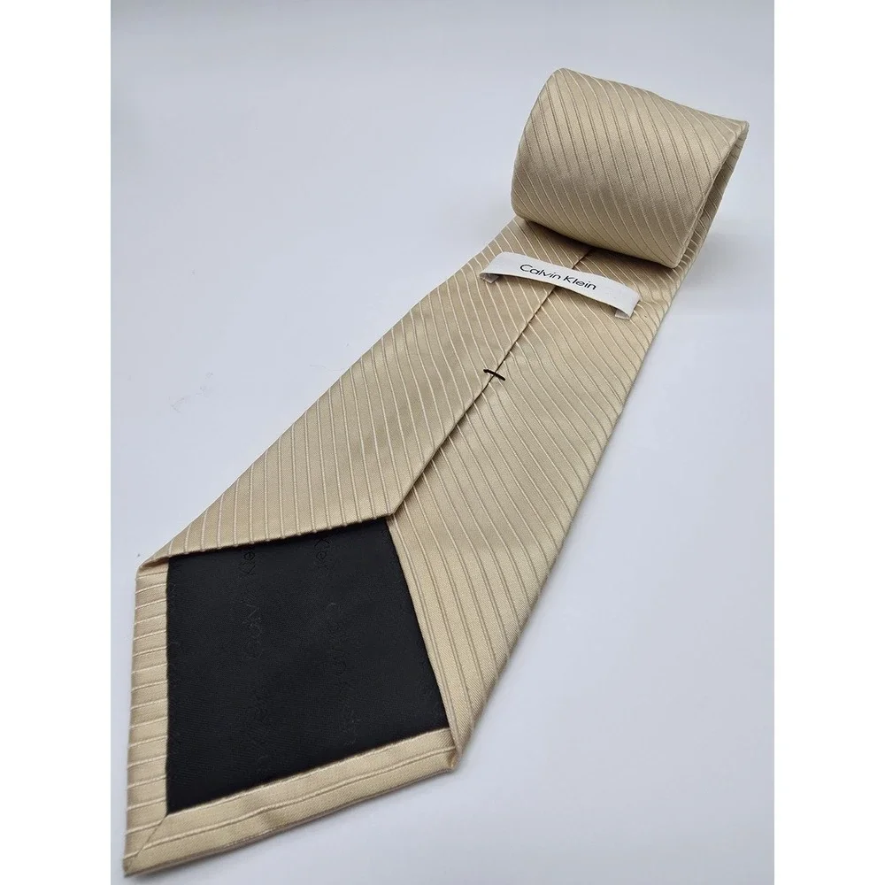 Calvin Klein Gold Striped Tie Necktie 58